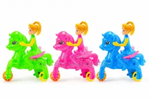 Kids Pony Ride-on Toy With Doll Colorful Rolling Horse