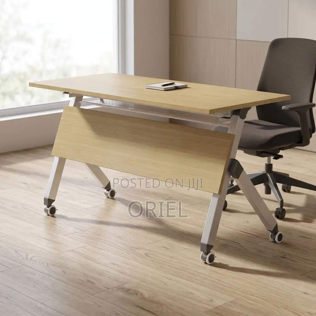 Office Table : Portable Brown Folding Table