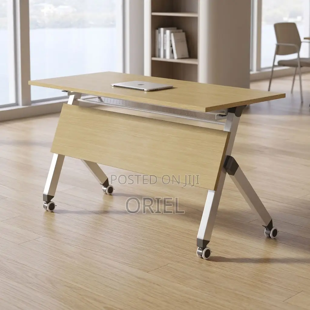 Office Table : Portable Brown Folding Table