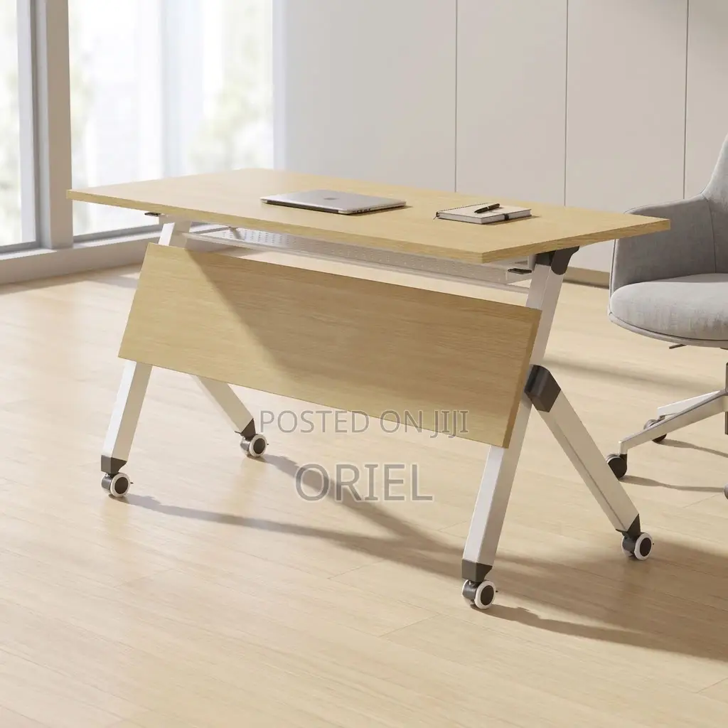 Office Table : Portable Brown Folding Table