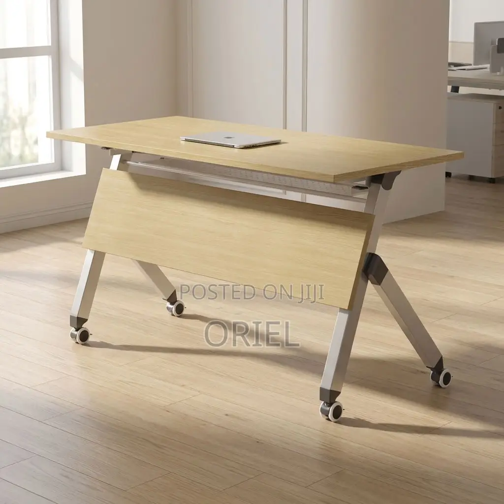 Office Table : Portable Brown Folding Table