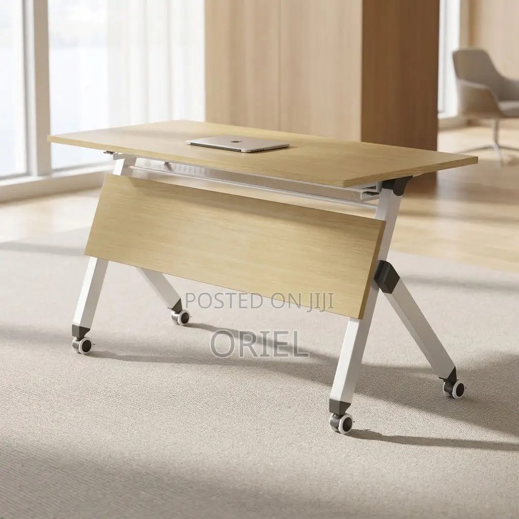 Office Table : Portable Brown Folding Table