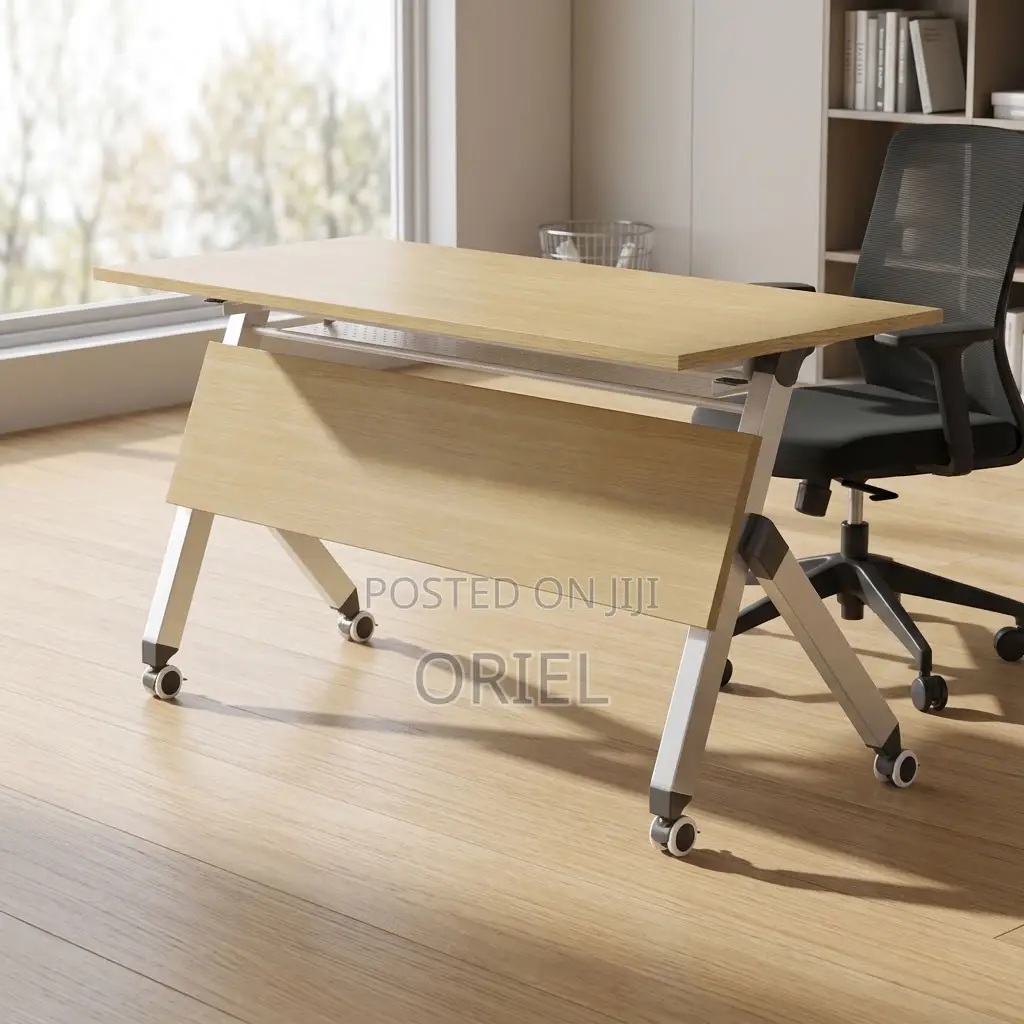 Office Table : Portable Brown Folding Table