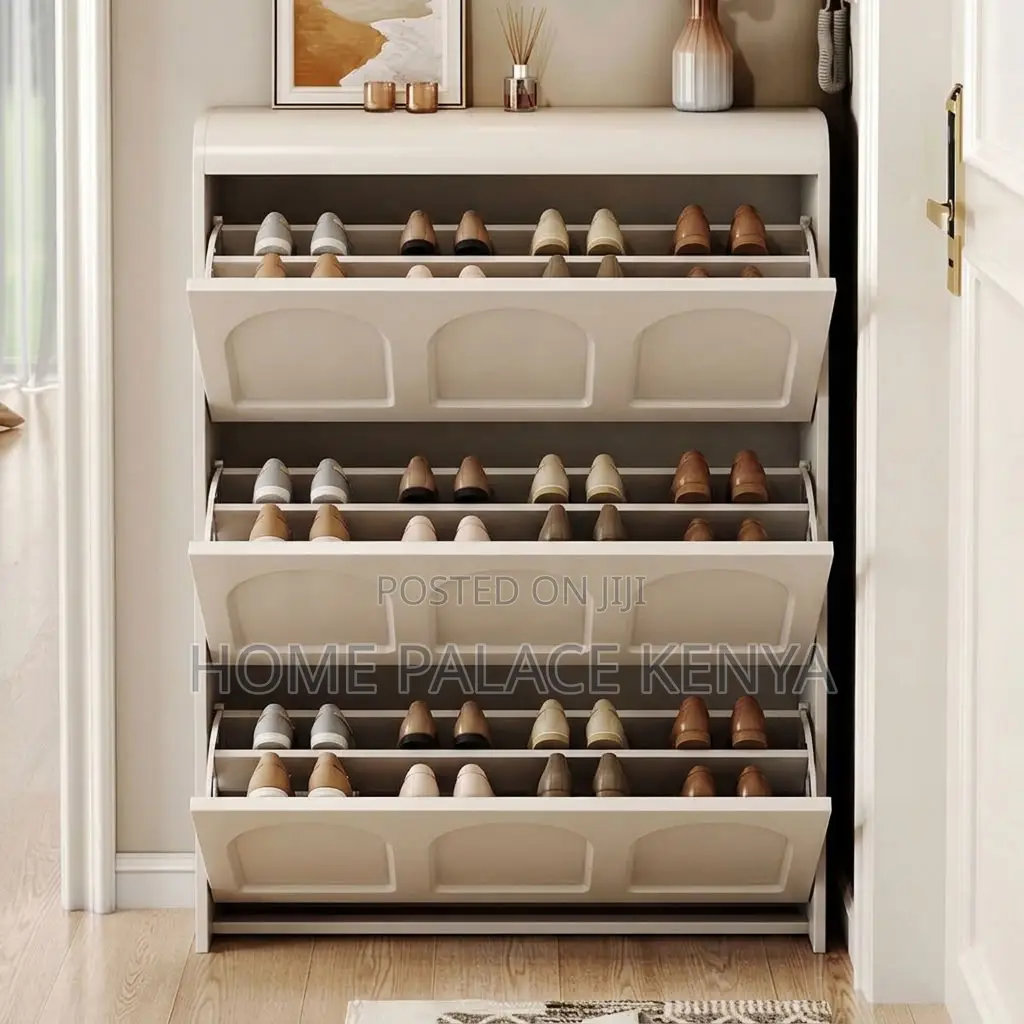 Home Shoe Rack 24Pairs Three Drawer MDF Shoe Rack