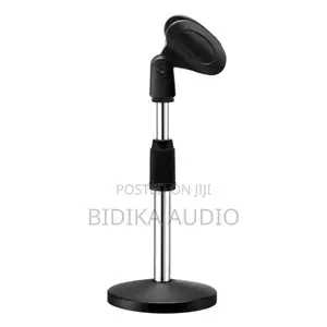 Metallic Desktop Mic Stand With Adjustable Short Disc Mount