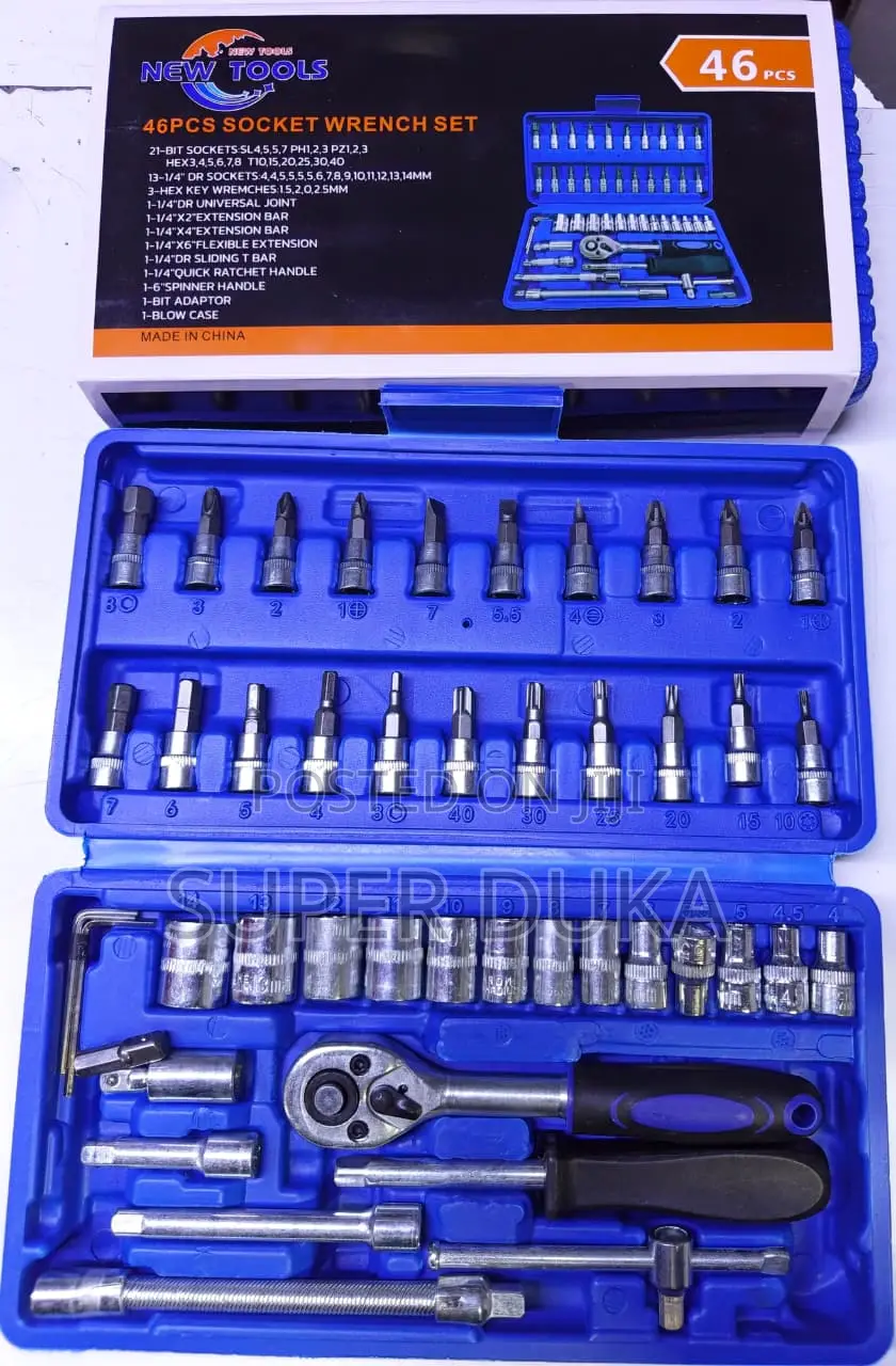 Socket Wrench Set 46 PCS 1/4 Inch Ratchet Screwdriver Bit Tool Box