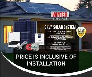 Must 3kw - 2.56kwh Lithium Battery - (4)460w Solar - Free Installation