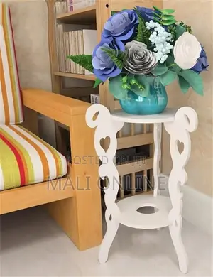 White Decor Side Table 2 Tier 3 Leg Round Plant Stand Accent Table