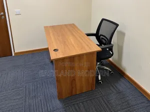 Modern Wooden Office Desk – Executive Working Table With Mesh Chair