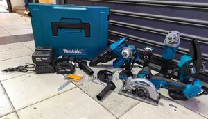 Cordless Power Tool Set 6 in 1 Makita Grinder Saw Drill 4 Batteries