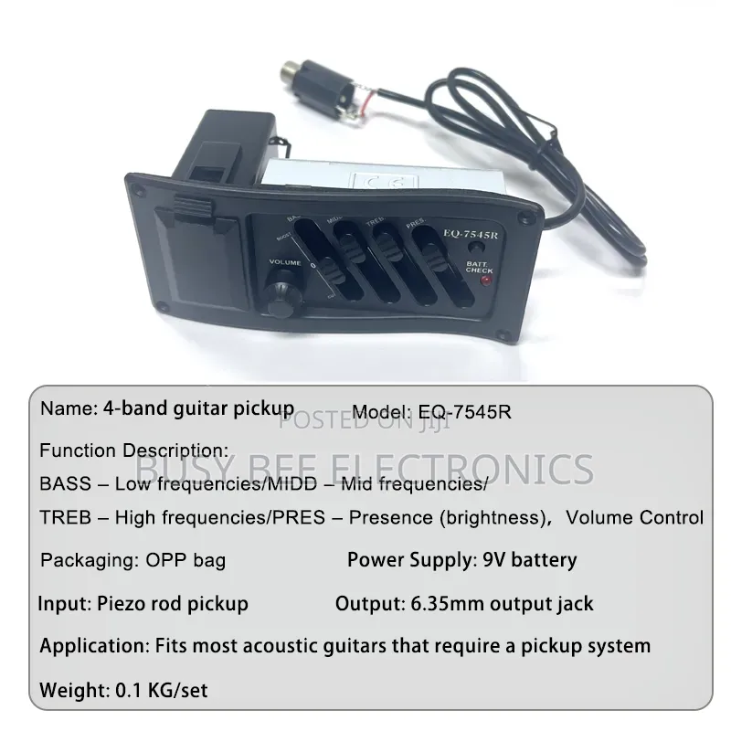 Band Acoustic Guitar Pickup EQ-7545R Guitar Equalizer