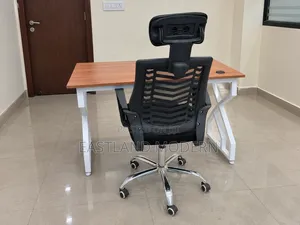 Modern Executive Office Desk With Mesh Chair – Wooden Office Table Set