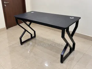 Modern Black Office Desk – Computer Table With Metallic Frame