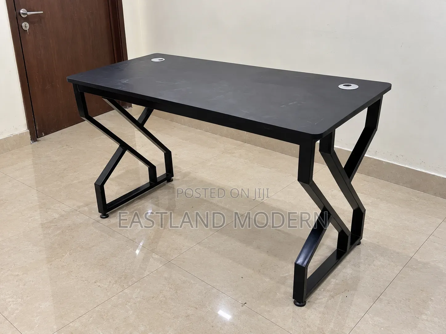 Modern Black Office Desk – Computer Table With Metallic Frame