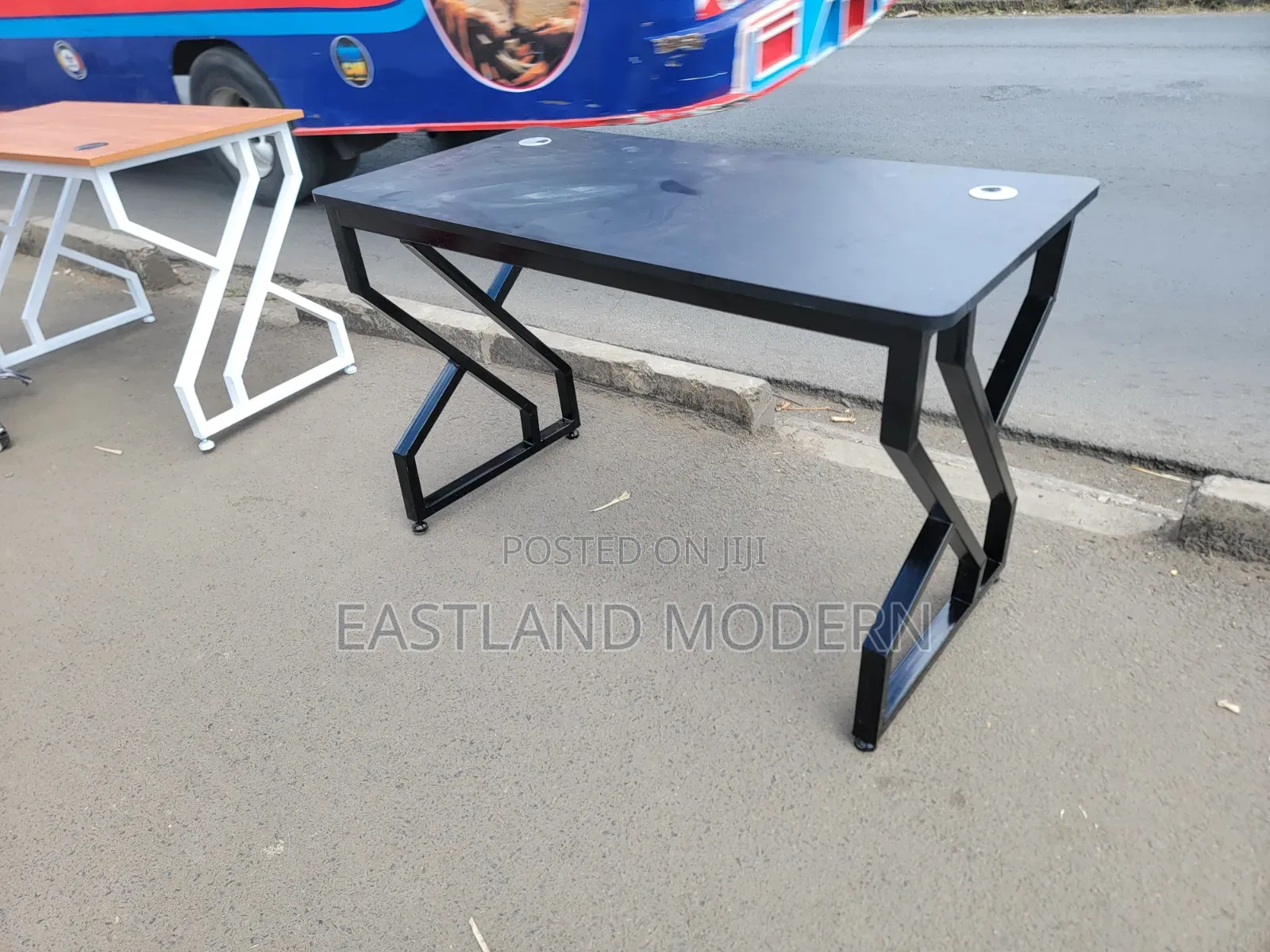 Modern Black Office Desk – Computer Table With Metallic Frame