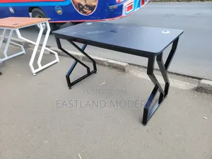 Modern Black Office Desk – Computer Table With Metallic Frame