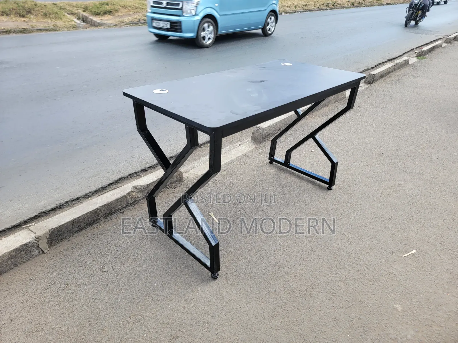 Modern Black Office Desk – Computer Table With Metallic Frame