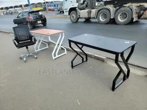 Modern Black Office Desk – Computer Table With Metallic Frame