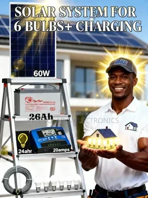 80w Solar + 26A Battery + 10A Controller + 10m Cable Home Lighting Kit
