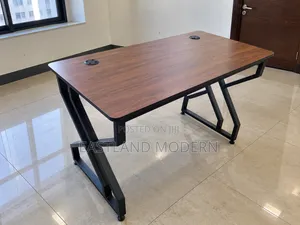 Wooden Office Table With Black Metal Legs
