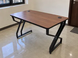 Wooden Office Table With Black Metal Legs