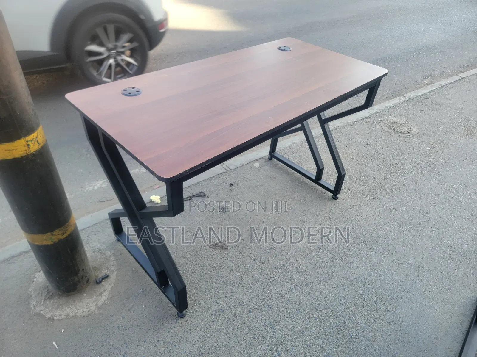 Wooden Office Table With Black Metal Legs