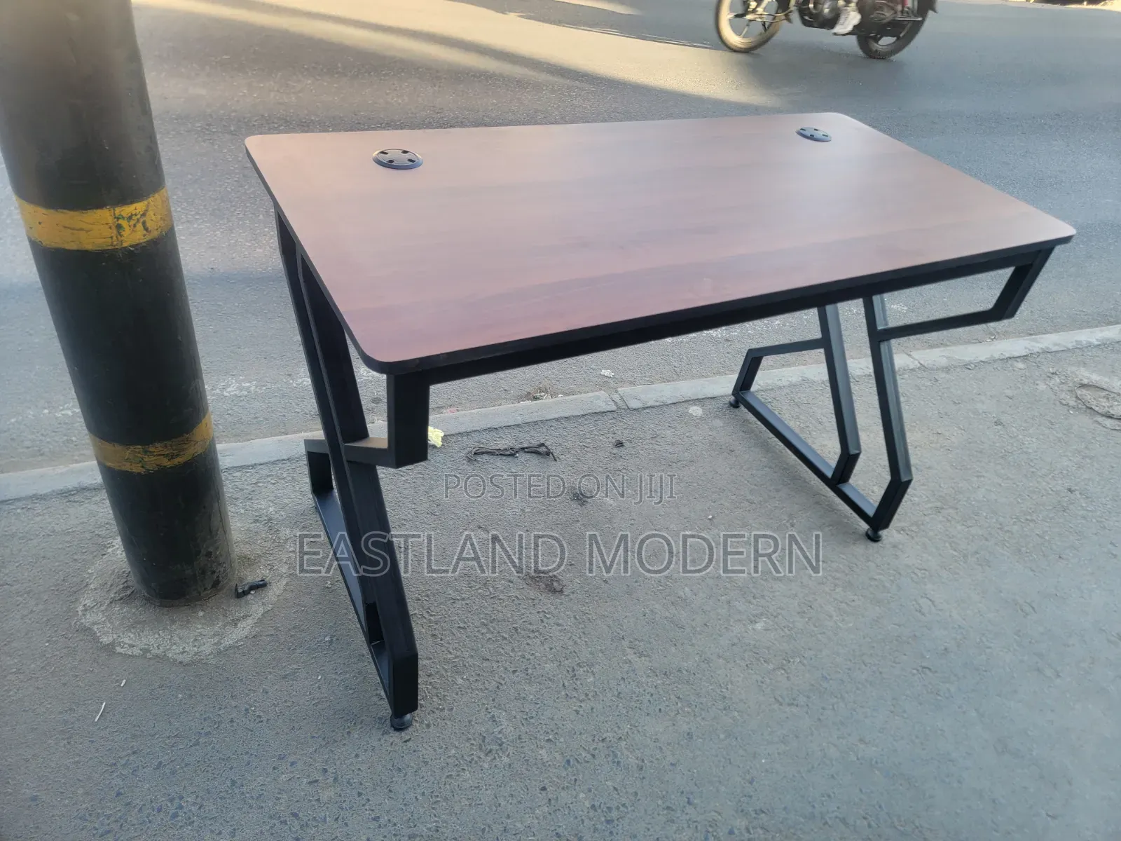 Wooden Office Table With Black Metal Legs