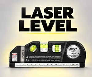 Multipurpose Laser Level, Laser Line, Spirit Level, and Tape Measure.