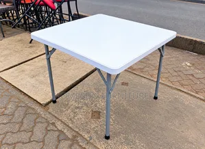 Portable Folding Table – White Metal Frame Utility Desk