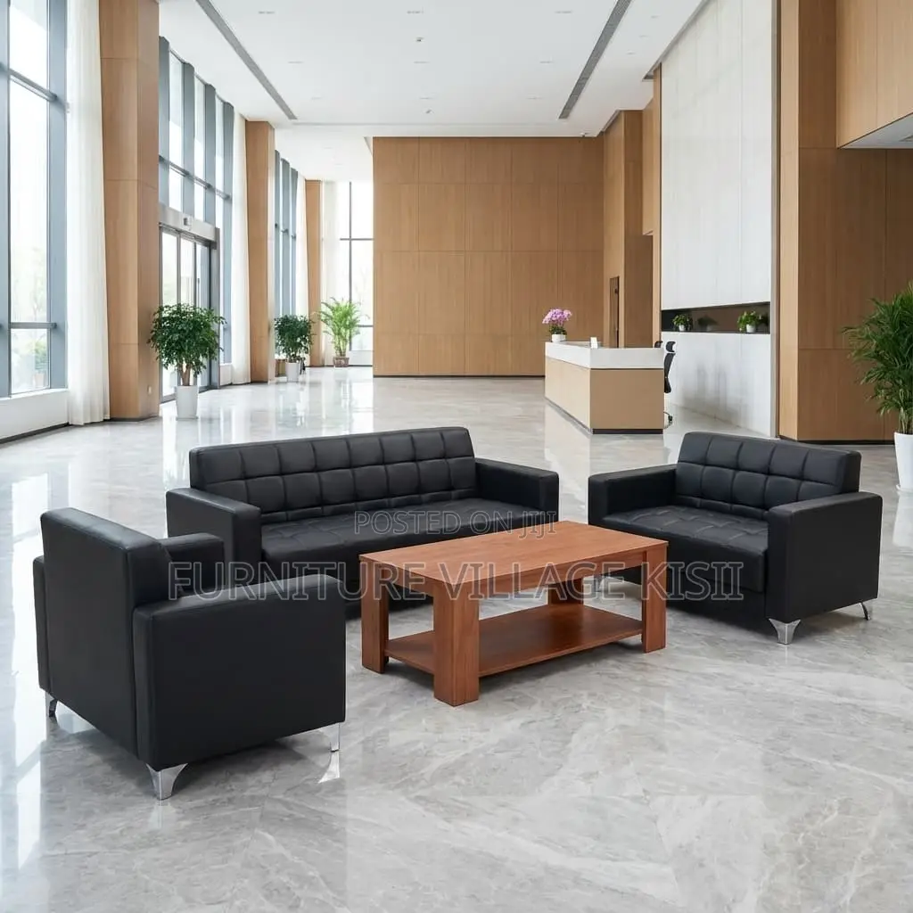 5-Person Reception Leather Office Sofa