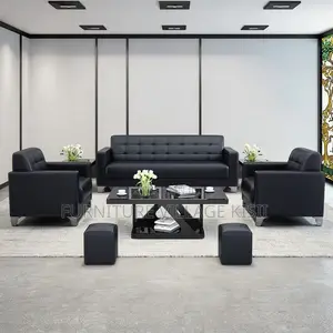 5-Person Reception Leather Office Sofa