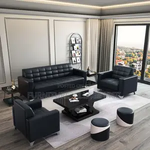 5-Person Reception Leather Office Sofa