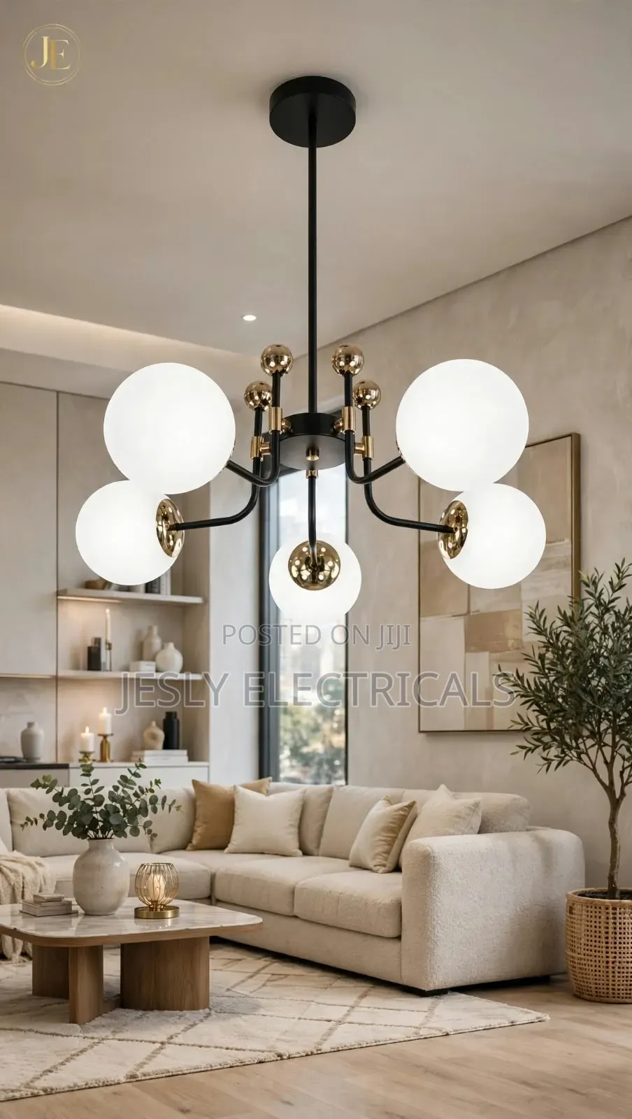 Modern Chandelier With 5 Glasses
