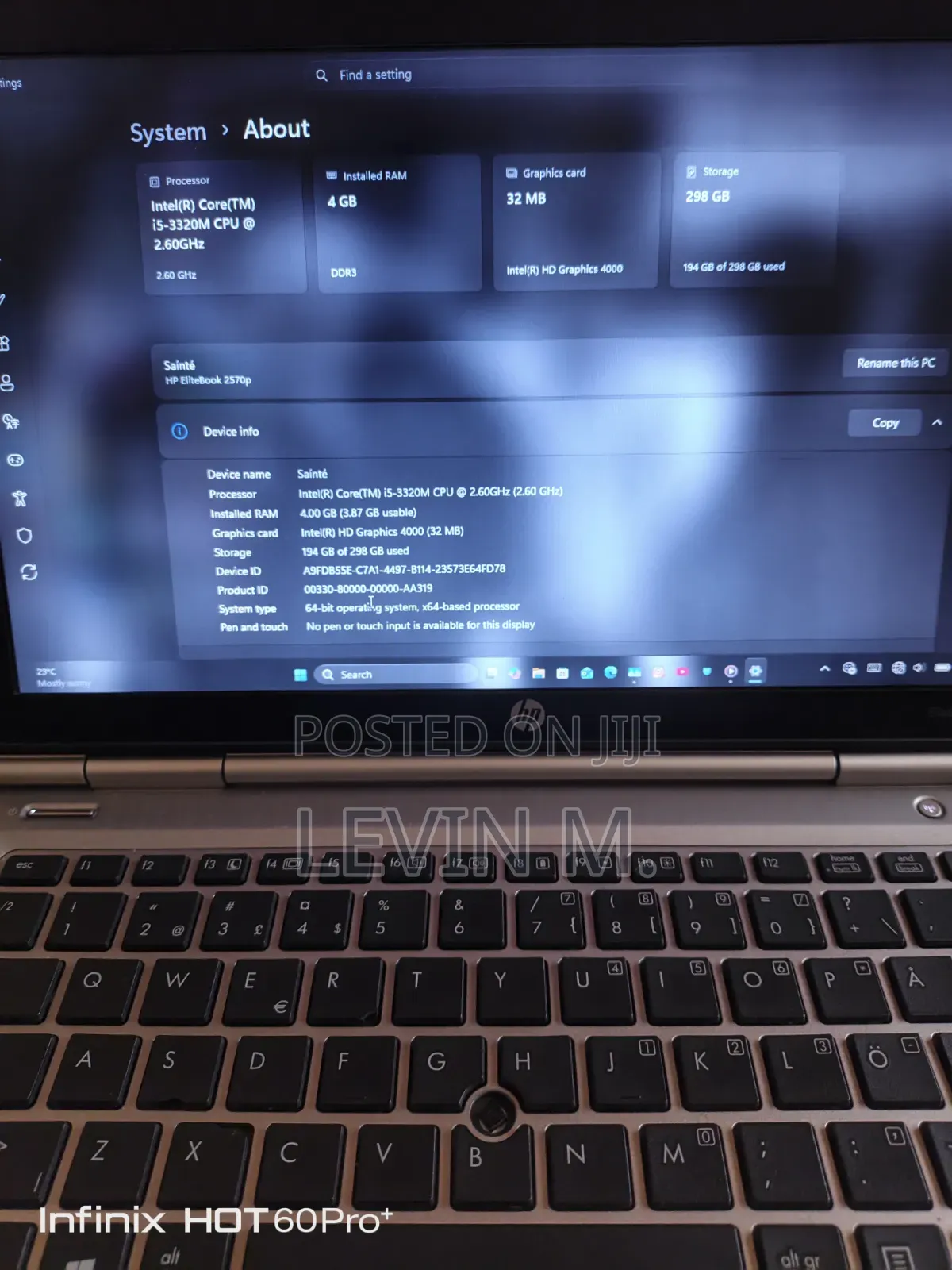 Laptop HP EliteBook 2570P 4GB Intel Core 5 HDD 320GB