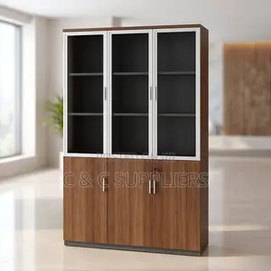 3-Swing Doors Brown File Cabinet