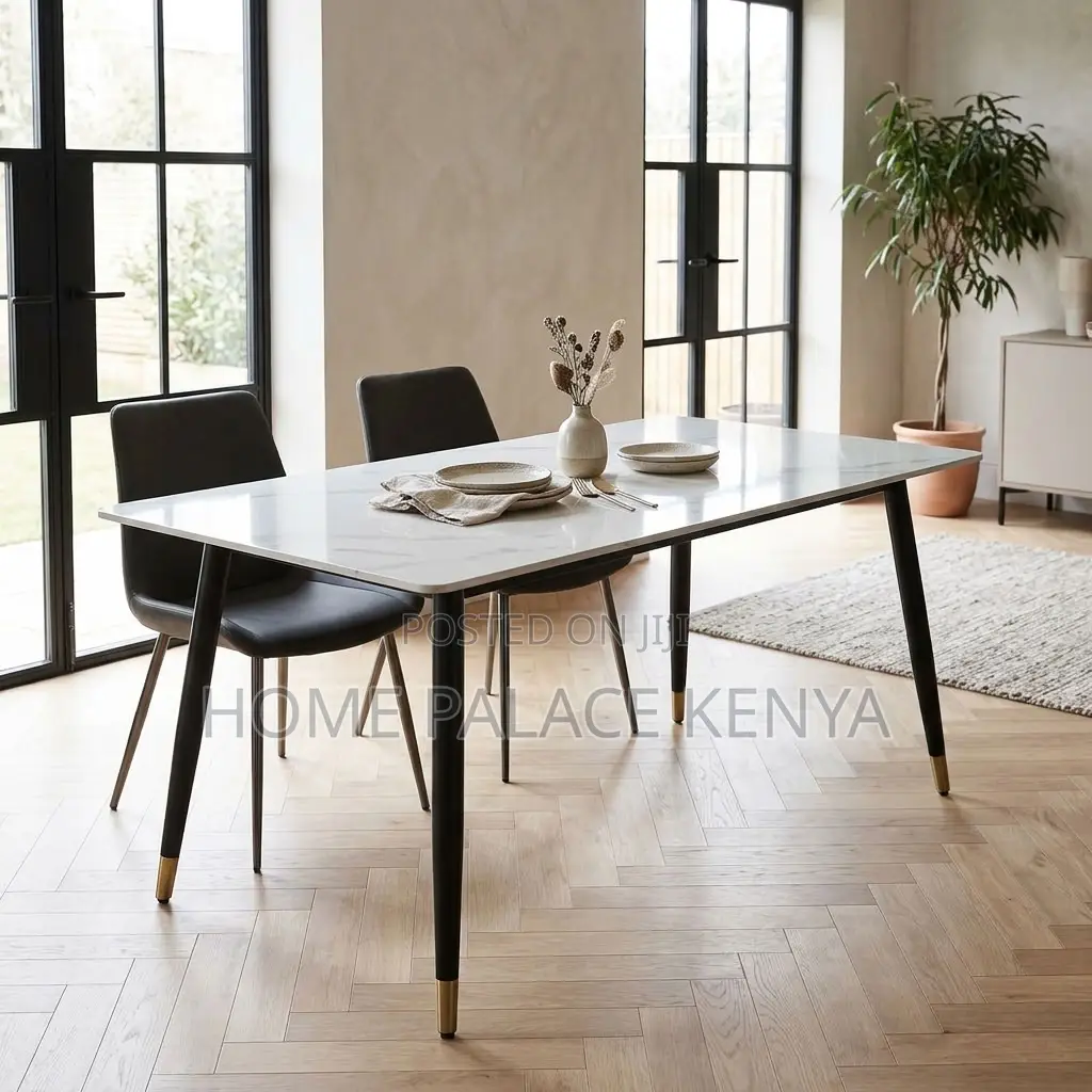 Dining Table; 1.2M White Marble Top Dining Table