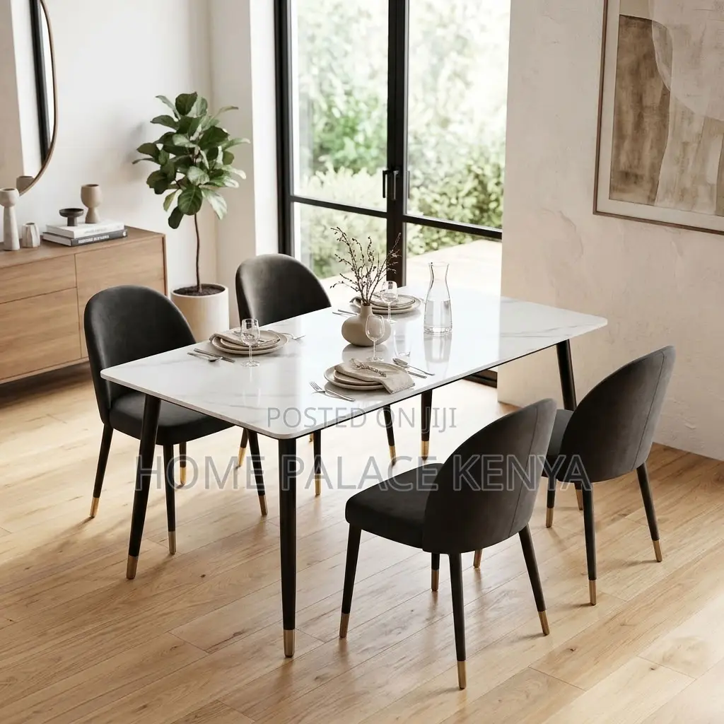 Dining Table; 1.2M White Marble Top Dining Table