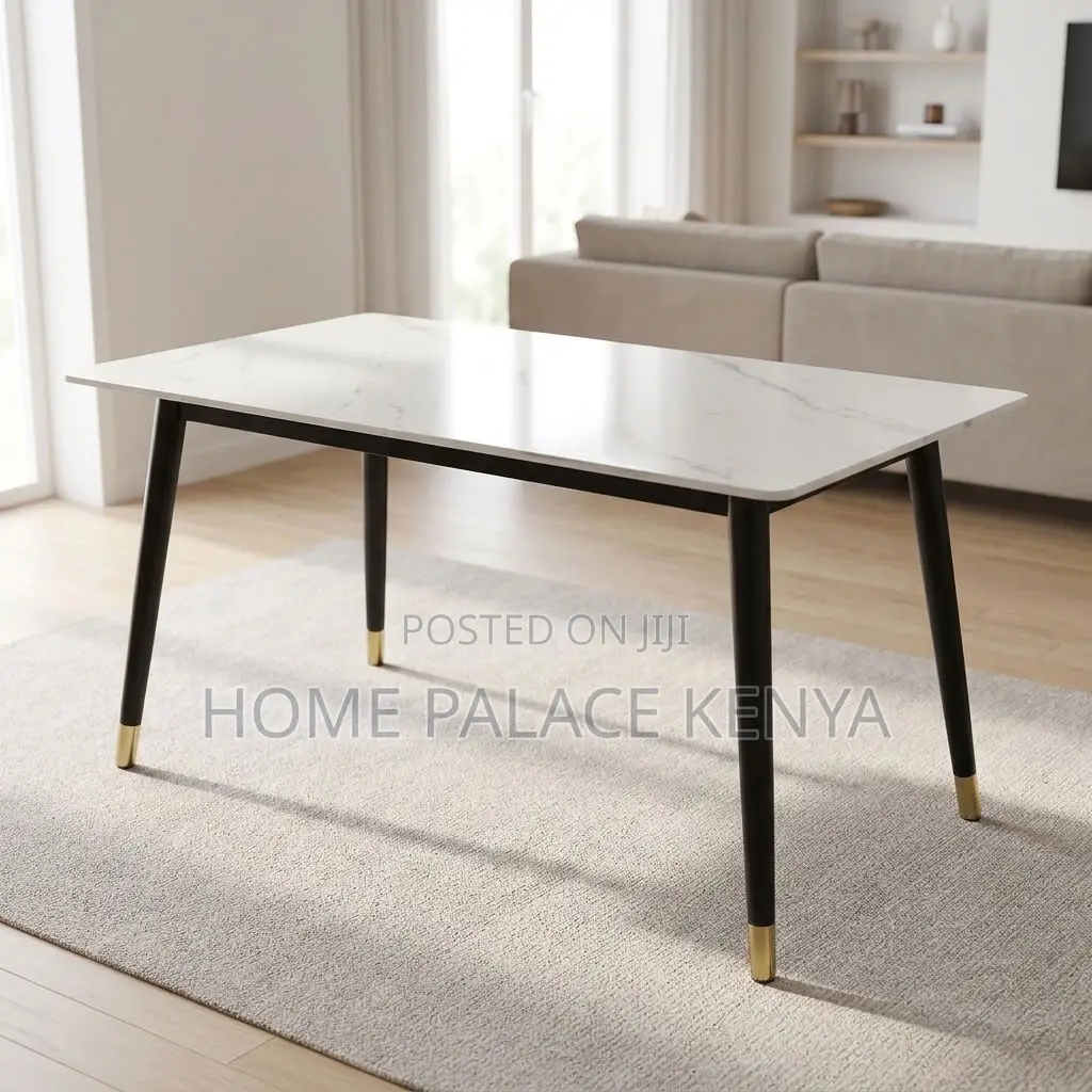 Dining Table; 1.2M White Marble Top Dining Table