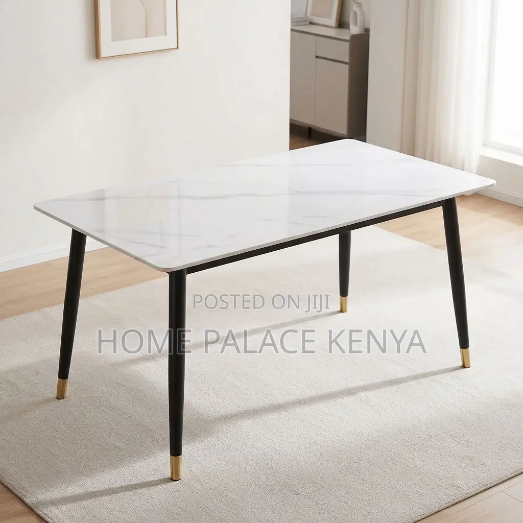 Dining Table; 1.2M White Marble Top Dining Table