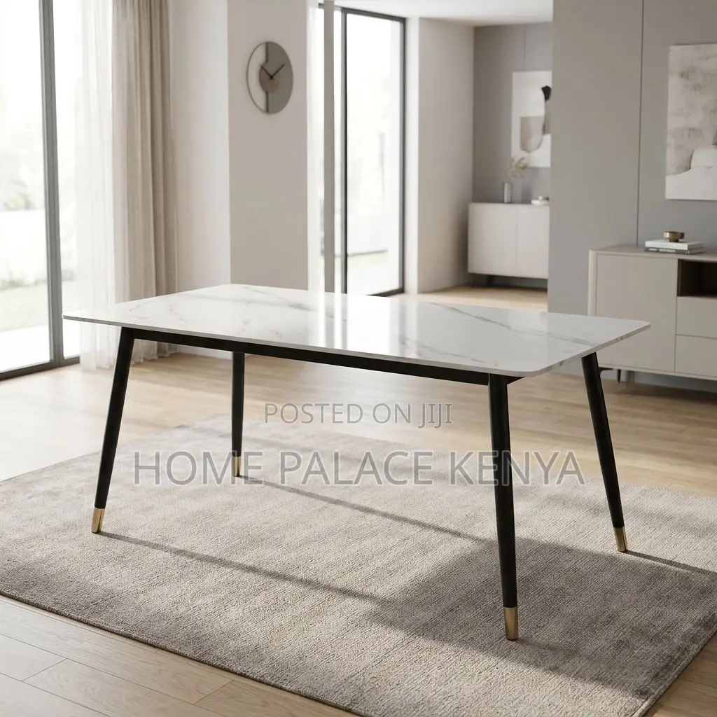 Dining Table; 1.2M White Marble Top Dining Table