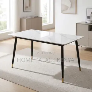Dining Table; 1.2M White Marble Top Dining Table