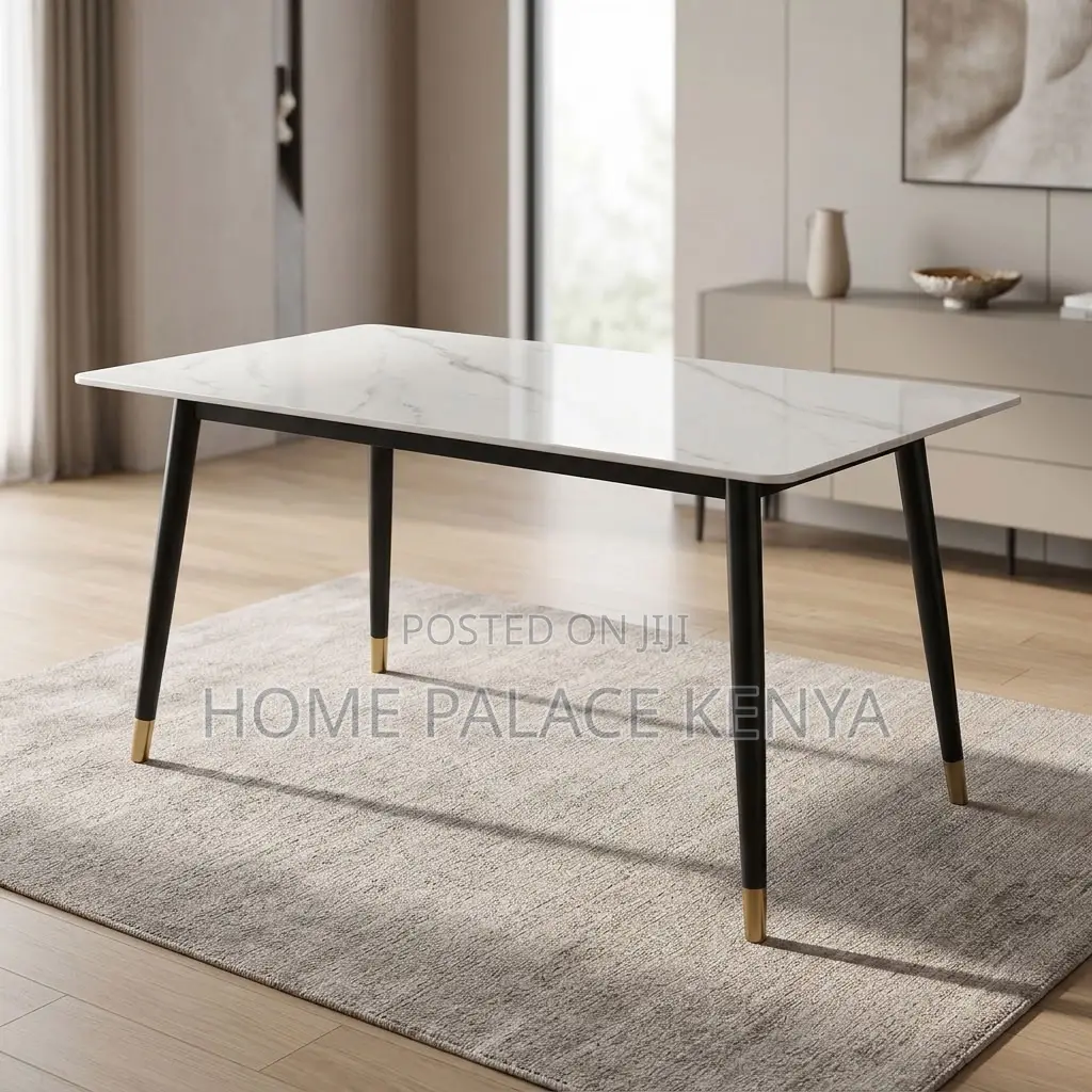 Dining Table; 1.2M White Marble Top Dining Table
