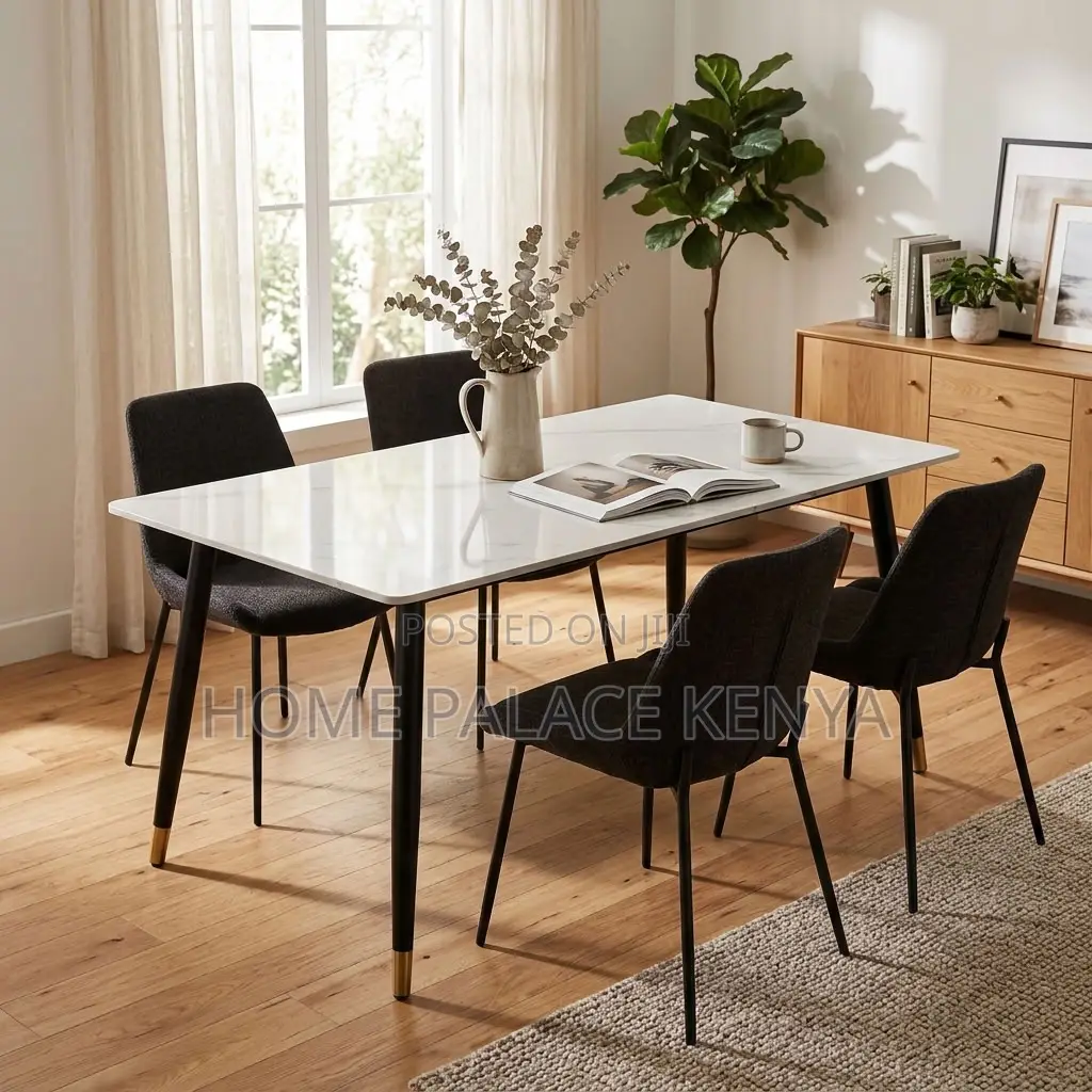 Dining Table; 1.2M White Marble Top Dining Table