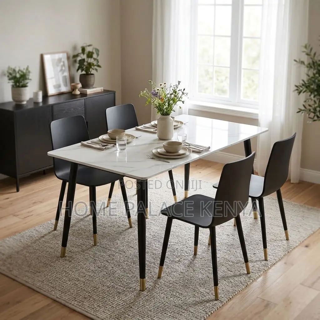 Dining Table; 1.2M White Marble Top Dining Table