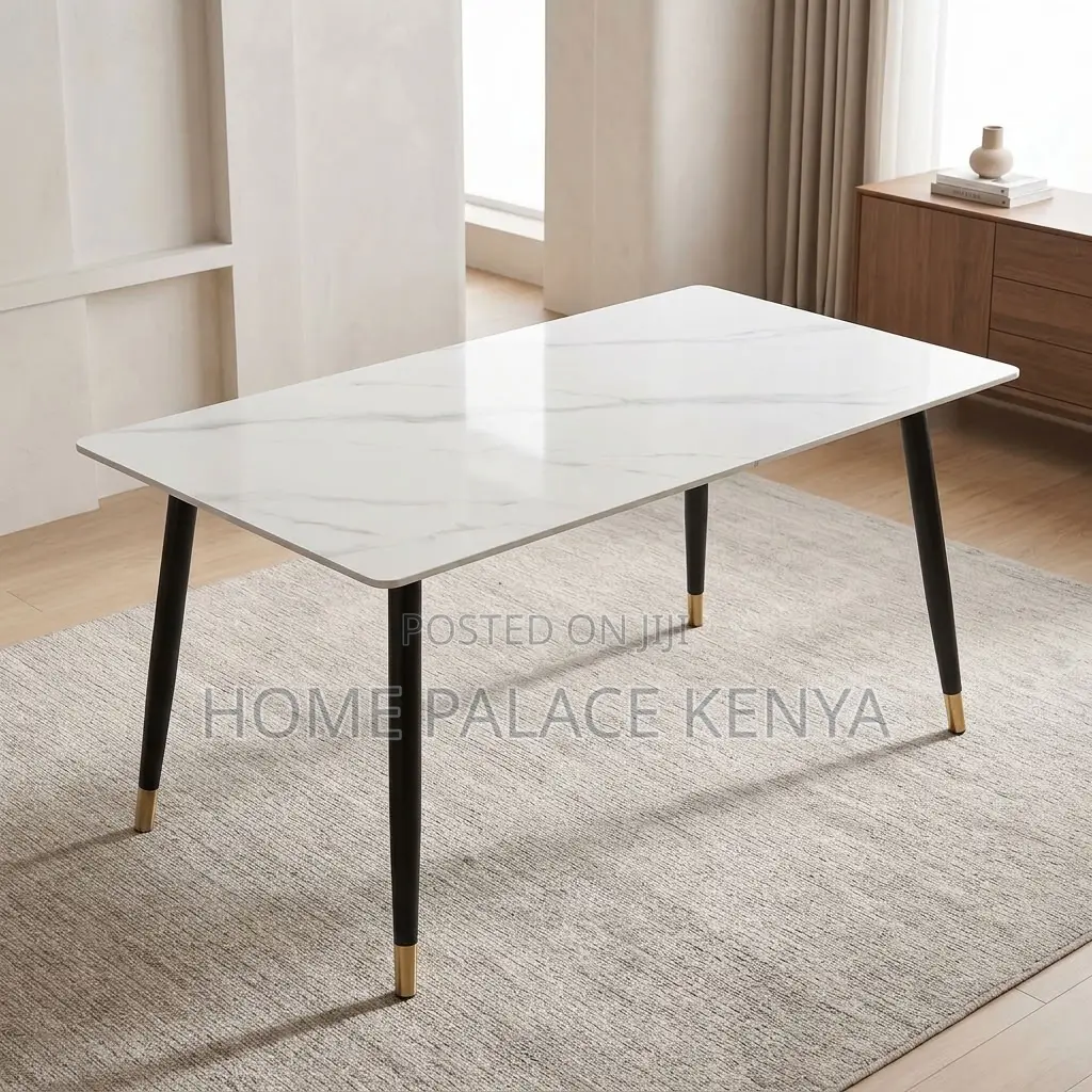 Dining Table; 1.2M White Marble Top Dining Table
