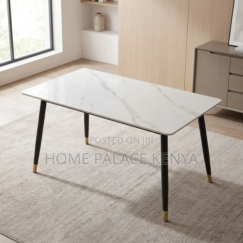 Dining Table; 1.2M White Marble Top Dining Table