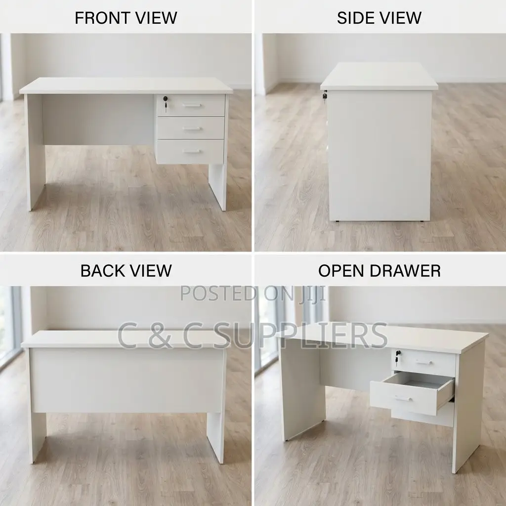 White Clerical Study Desk With Drawer-0.9m