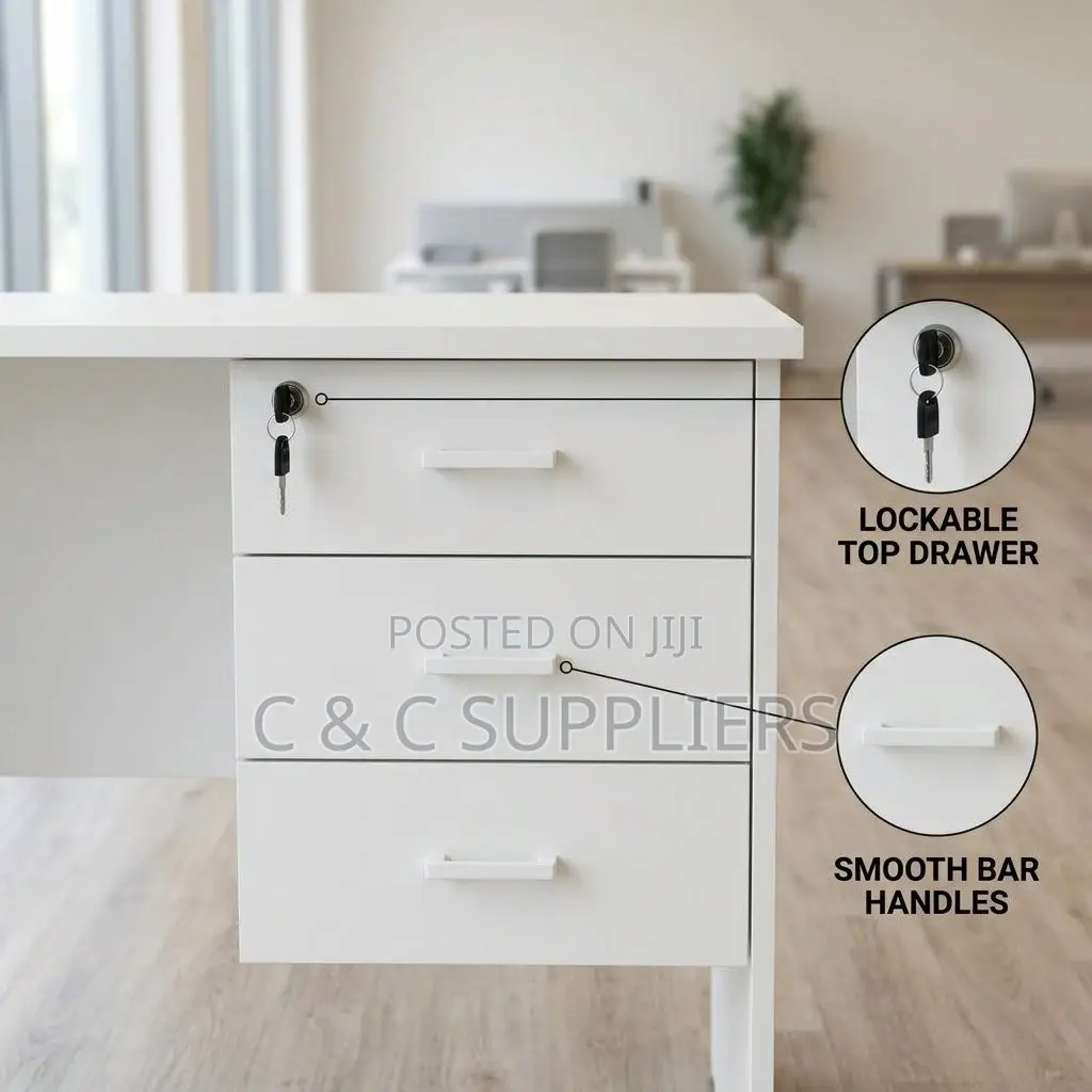 White Clerical Study Desk With Drawer-0.9m