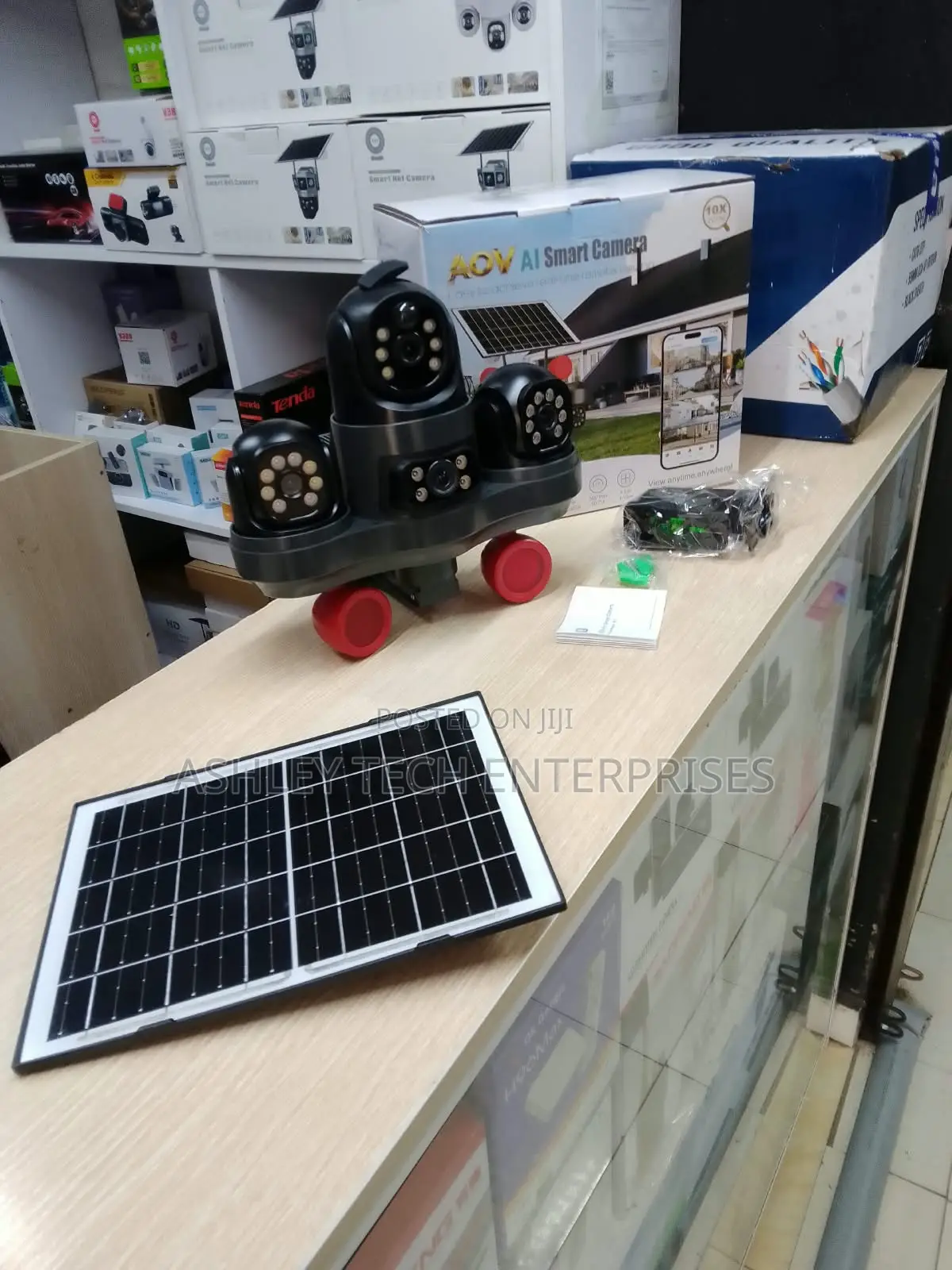 Advanced V380 AOV 4G SIM Card Solar Security 3 Rotating Camera