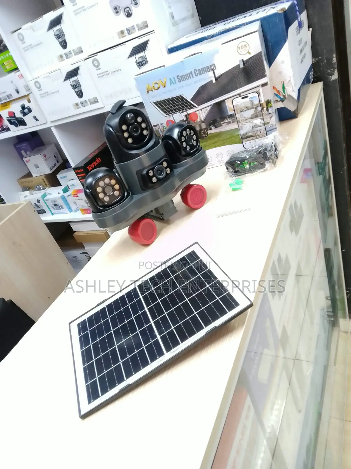V380 AOV 4 Lens 3 PTZ Rotating Solar Camera – High Performance